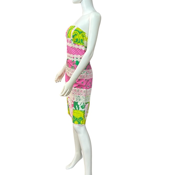 Lilly Pulitzer white label vintage Paradise Patch Patchwork Print Dress - size 8 - Picture 5 of 7